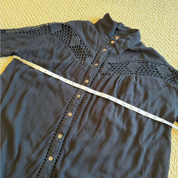 Free People Women’s Black Button Down Longsleeve Top Size XS Oversized Layer - Picture 7 of 9